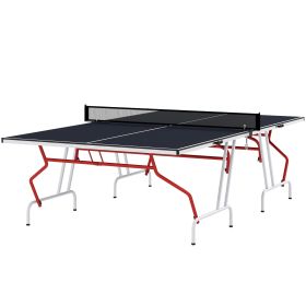 Soozier Full-Size Folding Table Tennis Table, Includes Paddles and Balls, Charcoal Gray|
