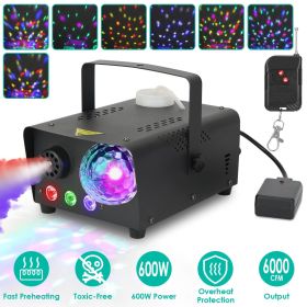 Fog Machine with Disco Ball RGB Lights 600W 6000CFM Smoke Machine with 8 Colorful Lighting Effects Wireless Remote Control for Party Wedding Stag