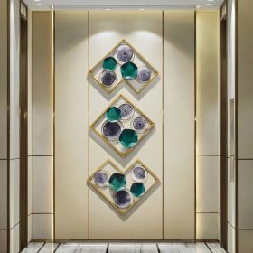 27.6" 3 Pieces Modern Unique Lotus Leaves Metal Wall Decor Set with Gold Square Frame
