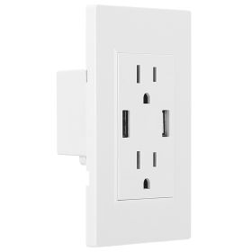 Black-White Color Options -- 1Pc USB Wall Outlet Dual 2.4A USB Wall Charger High Speed Duplex Wall Socket US Standard (Color: White)