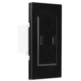 Black-White Color Options -- 1Pc USB Wall Outlet Dual 2.4A USB Wall Charger High Speed Duplex Wall Socket US Standard (Color: Black)