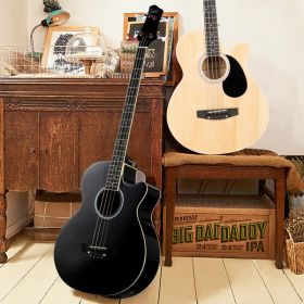 4 Strings With EQ, Rosewood Fingerboard Folk Bass, Black (Color: Black)
