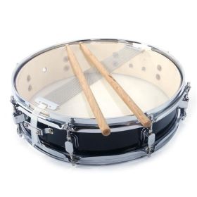 13x3.5 Inch Black Snare Drum, Drum Stick, Drum Key, Strap (Color: Black)