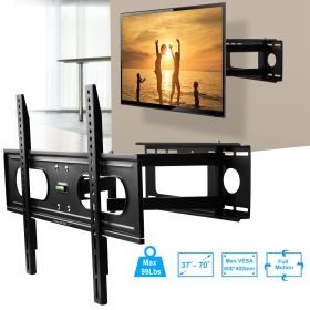 1Pc Full Motion TV Wall Mount Swivel Tilt TV Wall Rack Support 37in To 70in TV Wall Mount Max VESA Up To 600x400mm Holds Up To 99LBS (Color: Black)