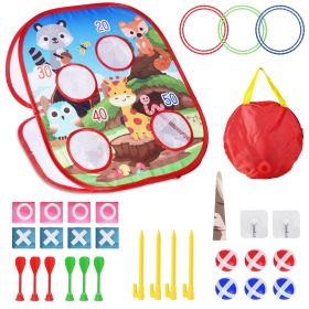 5 in 1 Bean Bag Toss Game Toy Corn Hole Game Beanbag Toss Game Dart Board Game Loop Toss Game Outdoor Activities Party Backyard Games Set for Boy (Type: Unicorn)