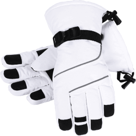 Only Supports Self Pickup  Men's Ski Gloves Waterproof Insulated Snow Gloves With Touch Screen (Option: White Large)