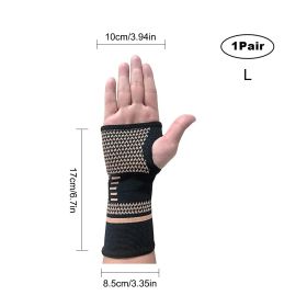 ARITAUM Copper Carpal Tunnel Wrist Brace,2Pack Support Wrist Brace For Sports Protecting, Tendonitis Pain Relief,Carpal Tunnel,Arthritis-Right&Le (Option: L)