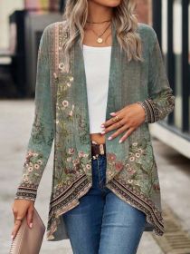 Shawl Small Suit Cardigan Outer Wear Ethnic Style (Option: Green-L)
